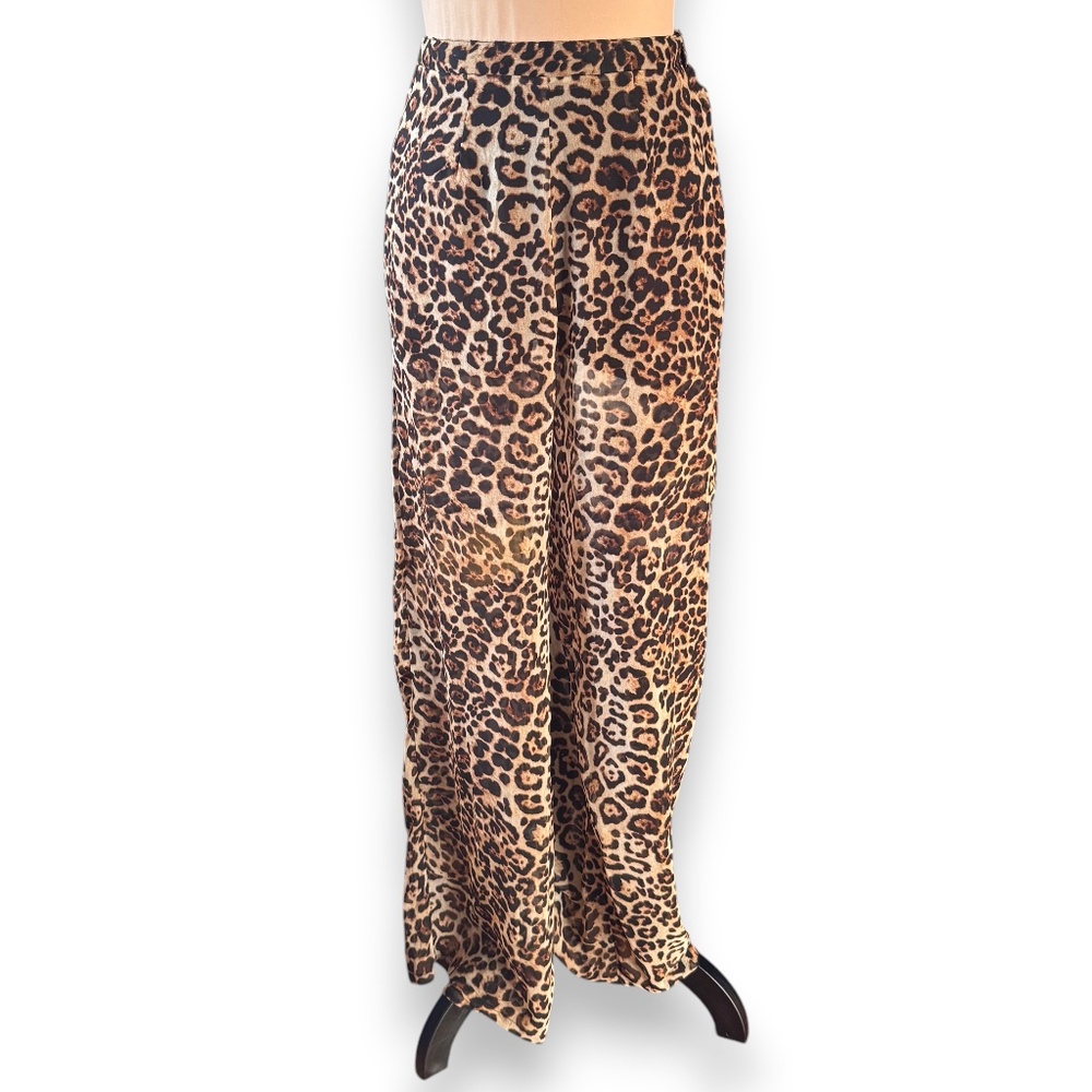 FOREVER 21 Leopard print wide leg pants size S - Picture 1 of 10